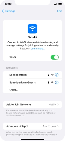 Press the required WiFi network and key in the password for the WiFi network.