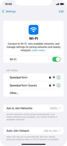 Press the required WiFi network and key in the password for the WiFi network.