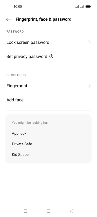 Press Lock screen password and key in the additional phone lock code you created earlier.