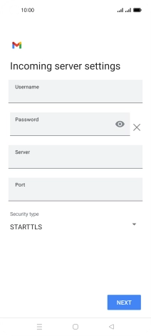 Press the field below 'Username' and key in the username for your email account.