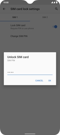 Key in your SIM PIN and press OK. The default SIM PIN is 0000.