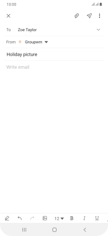 Press the text input field and write the text for your email.