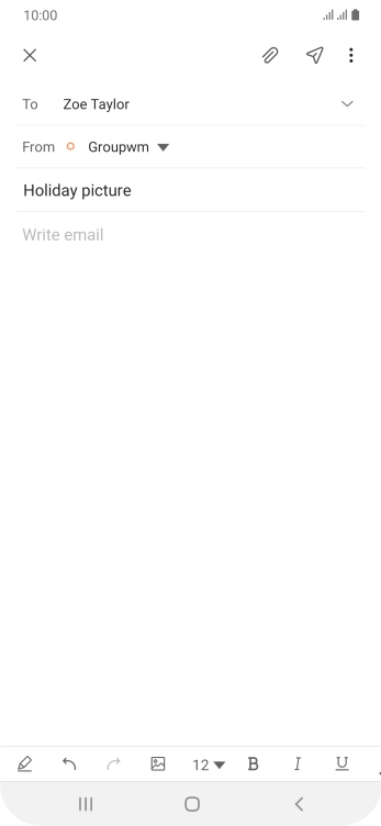 Press the text input field and write the text for your email.