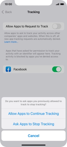 If you turn off the function, press the required setting.