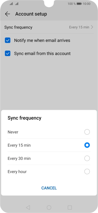 Press the required setting.