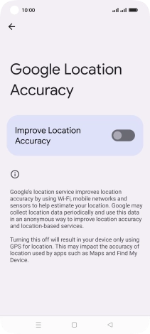 If you press the indicator next to 'Improve Location Accuracy' to turn on the function, your phone can find your exact position using the GPS satellites, the mobile network and nearby WiFi networks. Satellite-based GPS requires a clear view of the sky.