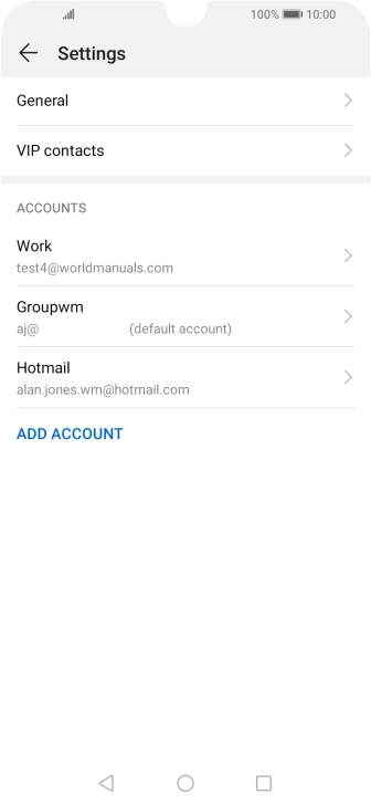 Press the required email account. Press the required email account.