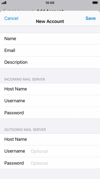 Press Username and key in the username for your email account.