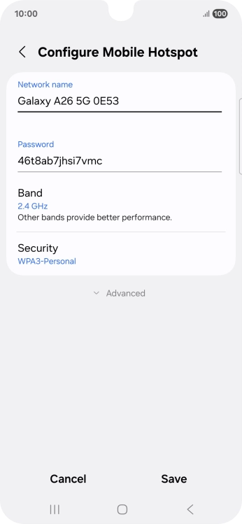 Press the field below 'Password' and key in the required password.