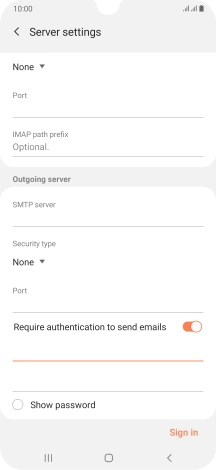 Press the second field below 'Require authentication to send emails' and key in the password for your email provider's outgoing server.