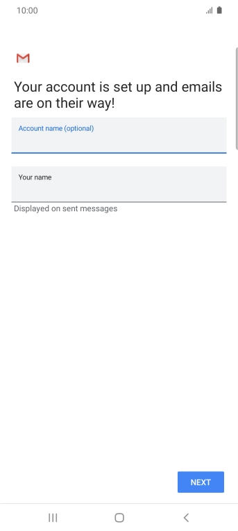 Press the field below 'Your name' and key in the required sender name.