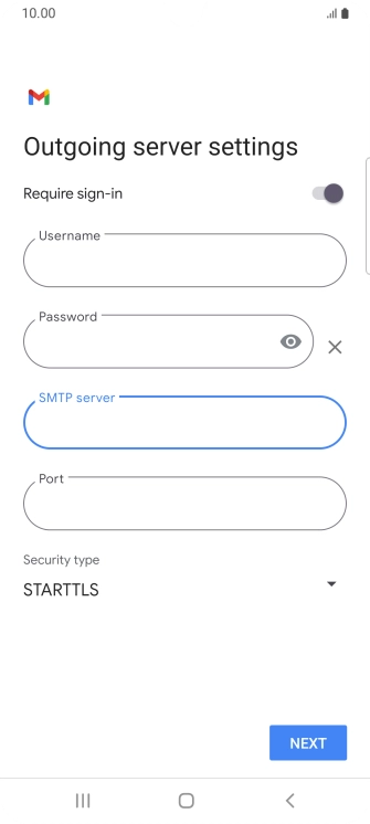 Press the field below 'Port' and key in 25.