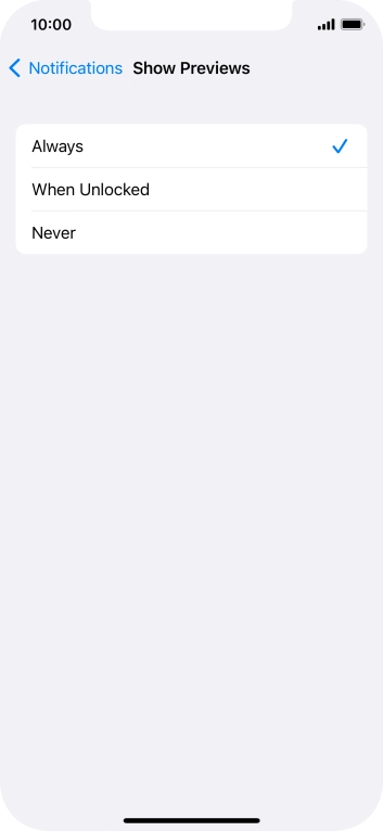To select notification preview on the lock screen, press Always. To select notification preview on the lock screen, press Always.