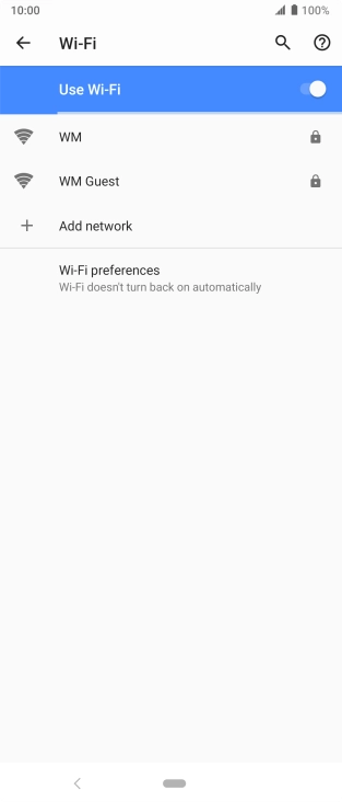 Press the required WiFi network.
