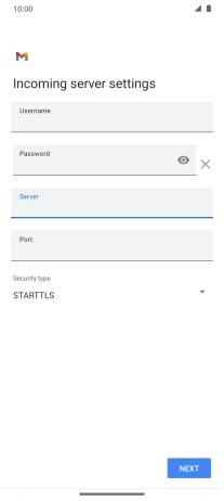 Press the field below 'Port' and key in 143.