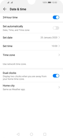 Press the indicator next to 'Set automatically' to turn on the function.