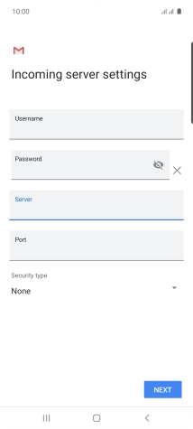 Press the field below 'Port' and key in 143.