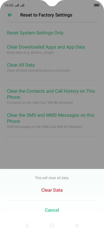 Press Clear Data.