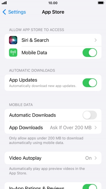 Press the indicators next to the required content types to turn the function on or off.