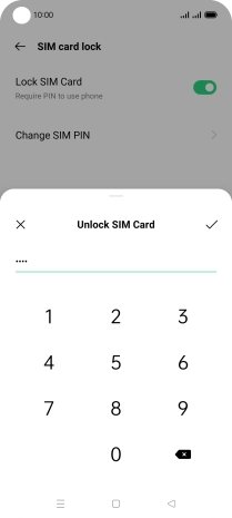 Key in your SIM PIN and press the confirm icon. The default SIM PIN is 0000.