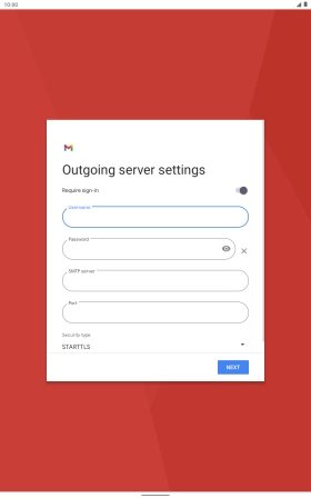 Press the field below 'Password' and key in the password of your email provider's outgoing server.