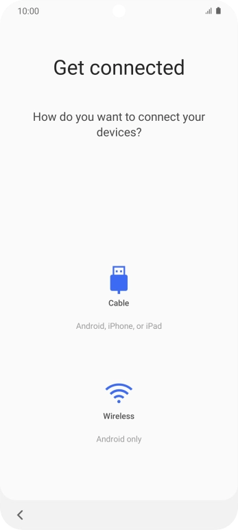 Press the required transfer method and follow the instructions on the screen to transfer the content from another phone.