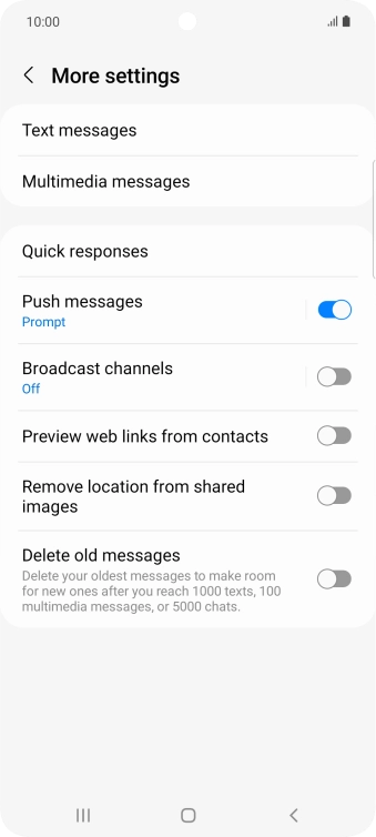 Press Text messages.