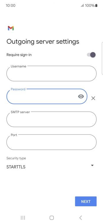 Press the field below 'SMTP server' and key in the name of your email provider's outgoing server.