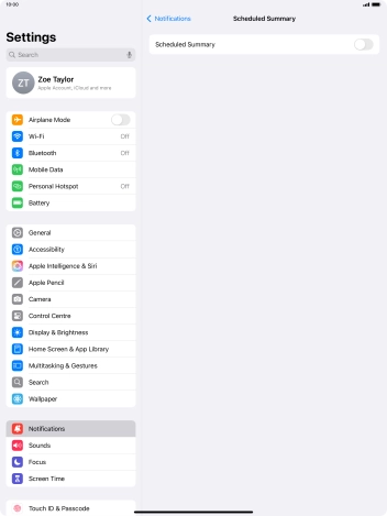 Press the indicator next to 'Scheduled Summary' to turn on the function and follow the instructions on the screen to set the notification summary.