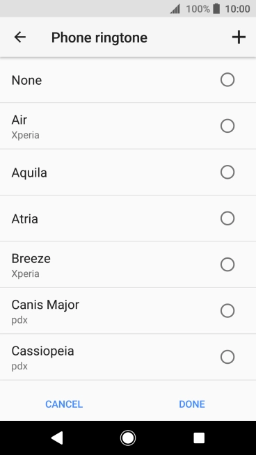 Press the add ring tone icon and go to the required ring tone.