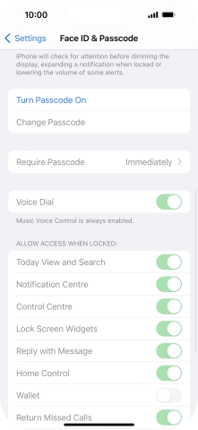 Press Turn Passcode On and key in a phone lock code of your own choice twice.