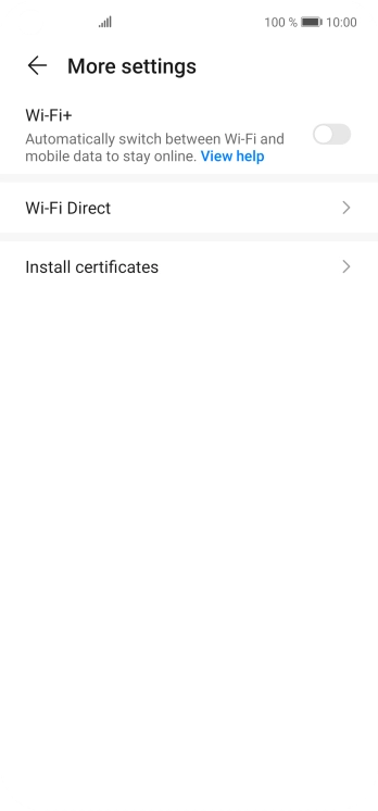 Press the indicator next to 'Wi-Fi+' to turn the function on or off.