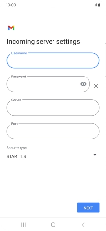 Press the field below 'Server' and key in the name of your email provider's incoming server.