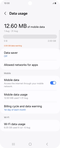 The total data usage is displayed.