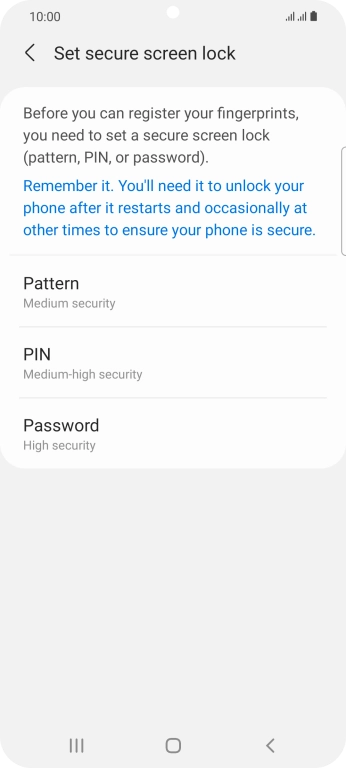Press the required lock code and follow the instructions on the screen to create an additional lock code.