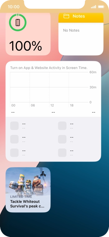 Press and hold the required widget until a pop-up menu is displayed. Press and hold the required widget until a pop-up menu is displayed.