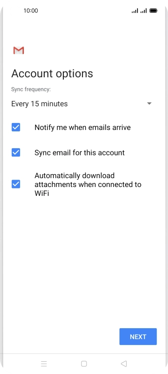 If this screen is displayed, you email account has been recognised and set up automatically. Follow the instructions on the screen to key in more information and finish setting up your phone. If this screen is displayed, you email account has been recognised and set up automatically. Follow the instructions on the screen to key in more information and finish setting up your phone.
