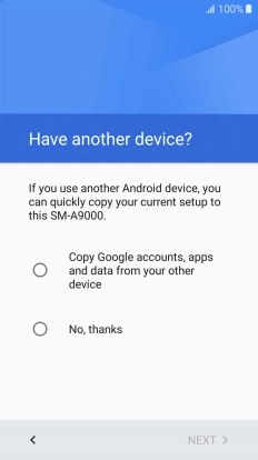 You can transfer the contents of another phone to your phone when it's activated for the first time and after a factory reset. When this screen is displayed, your phone is ready to transfer contents from another phone.