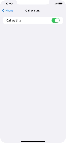 Press the indicator next to 'Call Waiting' to turn the function on or off.