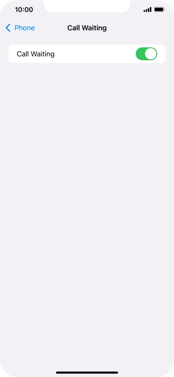 Press the indicator next to 'Call Waiting' to turn the function on or off.