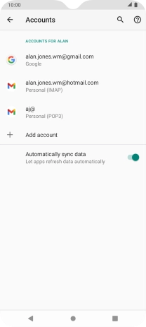 Press the indicator next to 'Automatically sync data' to turn the function on or off.