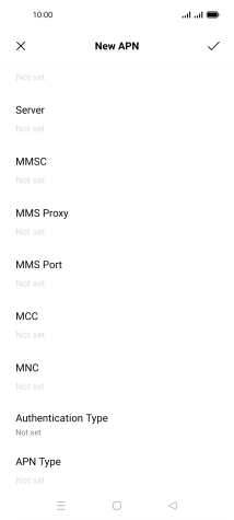 Press the field below 'MCC' and key in 234.