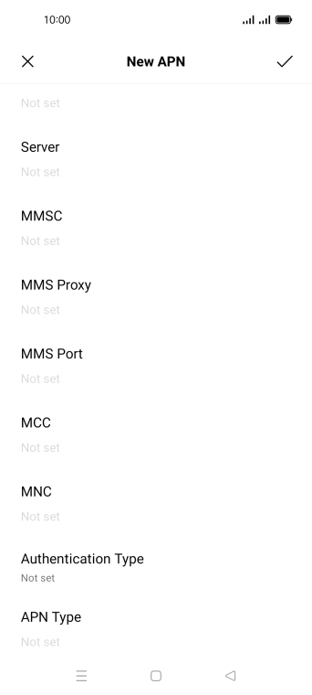Press the field below 'MCC' and key in 234.