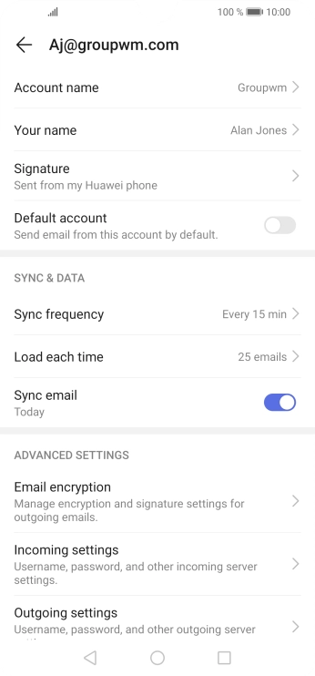 Press Account name and key in the required name.