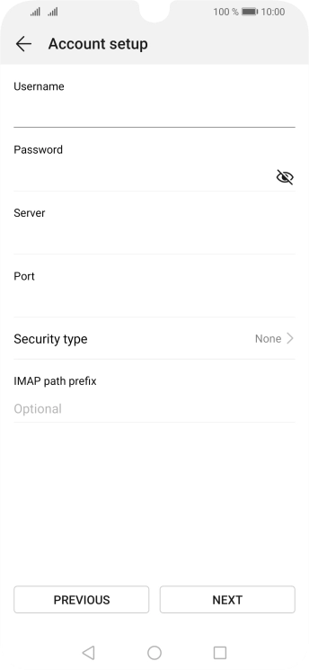 Press the field below 'Server' and key in the name of your email provider's incoming server.