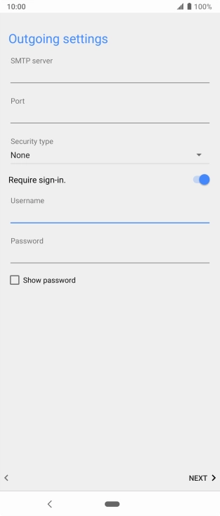 Press the field below 'Password' and key in the password of your email provider's outgoing server.