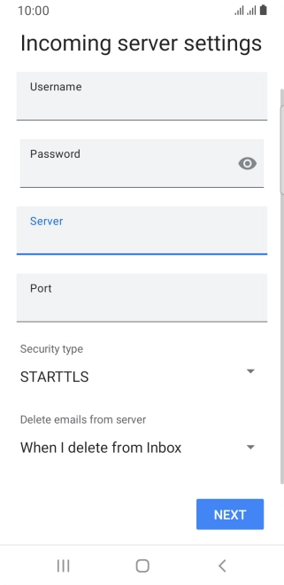 Press the field below 'Port' and key in 110.