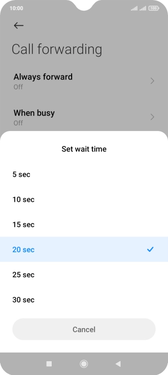 If you divert missed calls, you need to select a delay for the divert. Press the required delay and follow the instructions on the screen to select a delay for the divert.