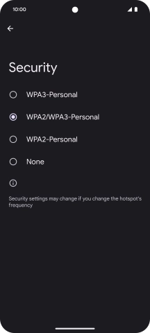 Press WPA3-Personal to password protect your WiFi hotspot.