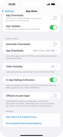 Press the indicator next to 'Offload Unused Apps' to turn the function on or off.